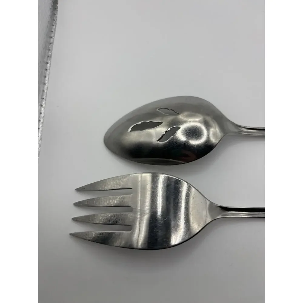 Vintage Oneida Community Stainless Wyndham Serving Fork Pierced Spoon Set